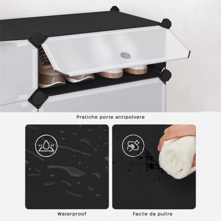 Scaffale Modulare Porta Scarpe 10 Scomparti Organizzatore Salvaspazio in PVC