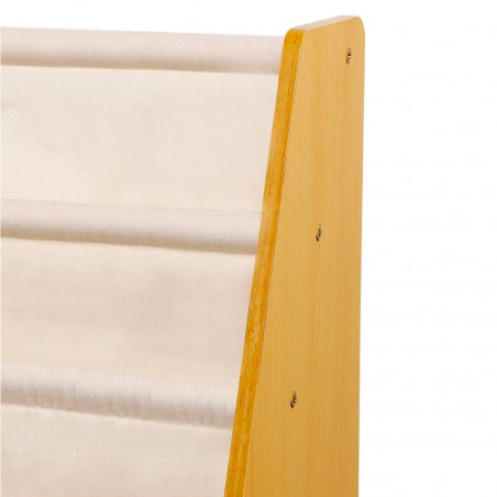 Libreria Montessoriana per Bambini Scaffale Portalibri 4 livelli Legno e Tessuto