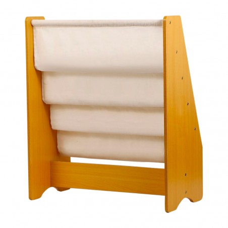 Libreria Montessoriana per Bambini Scaffale Portalibri 4 livelli Legno e Tessuto