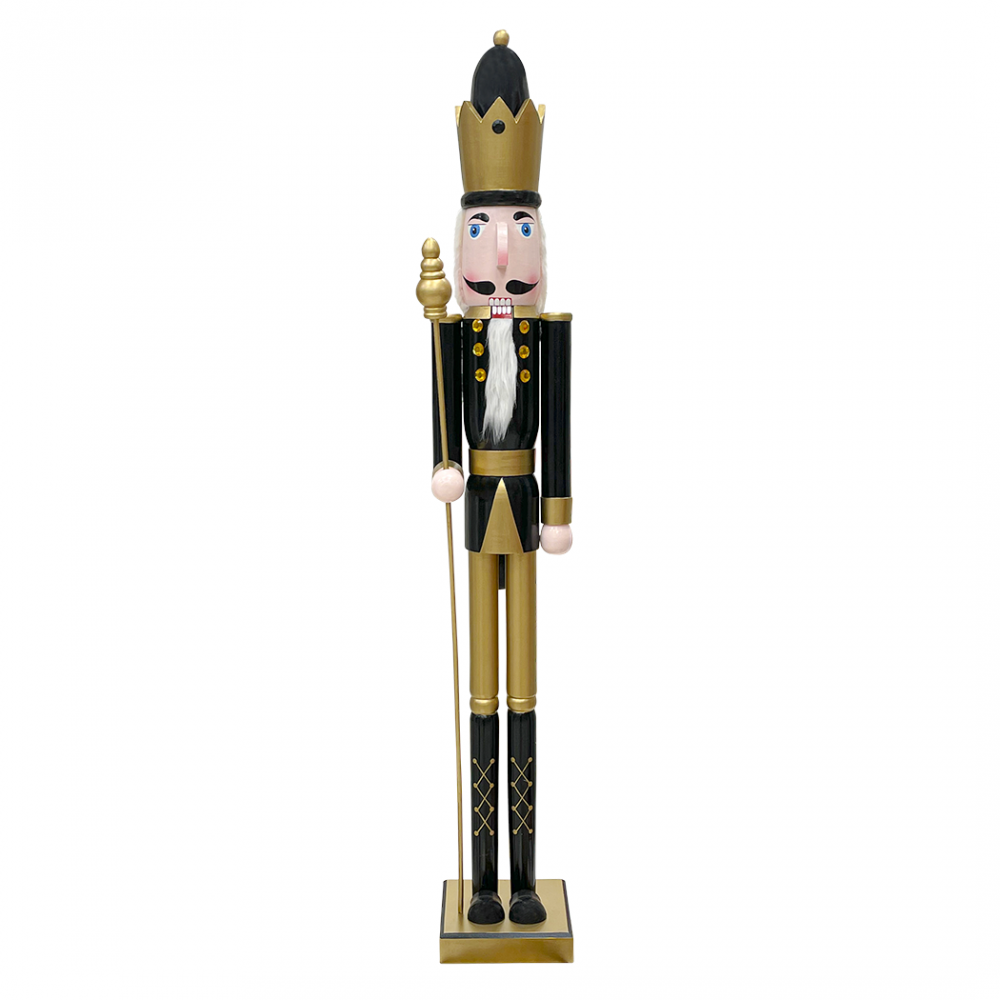 Soldatino Schiaccianoci 120Hcm 433052 Decorazioni di Natale Nero Oro con Scettro
