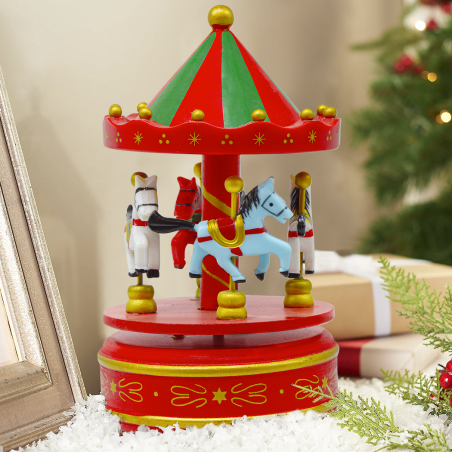 Giostrina Natalizia Carillon Legno 433049 Ornamento con Musica Movimento a Corda