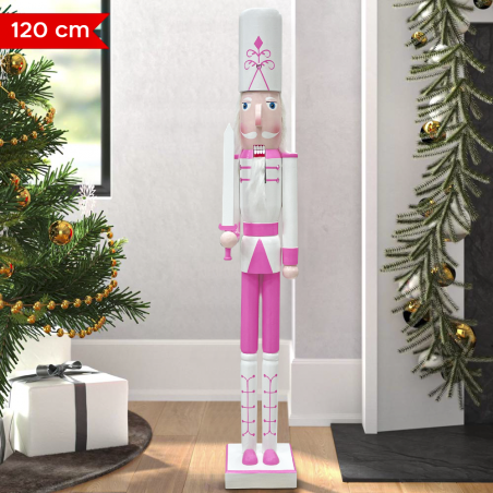 Soldatino Schiaccianoci 120H cm 433053 Decorazioni di Natale Rosa con Spada