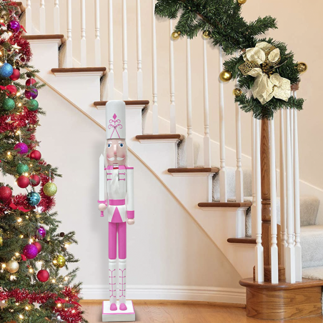 Soldatino Schiaccianoci 120H cm 433053 Decorazioni di Natale Rosa con Spada