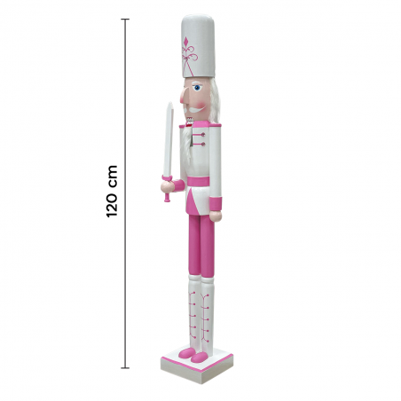 Soldatino Schiaccianoci 120H cm 433053 Decorazioni di Natale Rosa con Spada