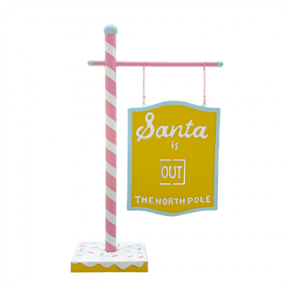 Image of Cartello Babbo Rosa 45x15x77cm 436004 Decorazione Natalizia Candy Christmas