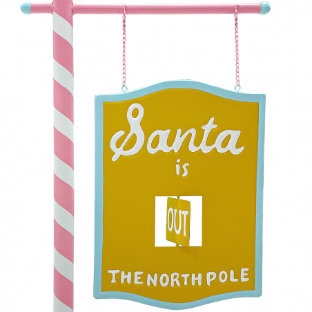 Cartello Babbo Rosa 45x15x77cm 436004 Decorazione Natalizia Candy Christmas