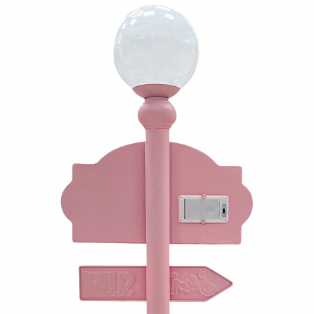 Cartello Indicazioni Babbo Natale 436016 Addobbi Candy Christmas Rosa con Luci