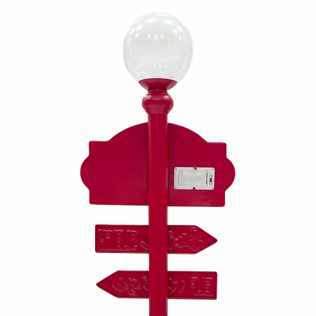 Cartello Indicazioni Babbo Natale 436015 Addobbi Natalizi Rosso e Verde con Luci