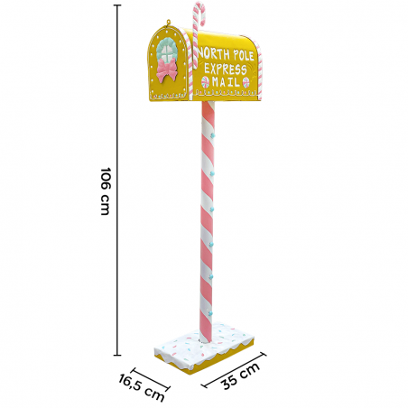 Cassetta Posta di Babbo Natale 106H cm Candy Oro 436001 Decorazione Natalizia