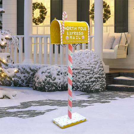 Cassetta Posta di Babbo Natale 106H cm Candy Oro 436001 Decorazione Natalizia