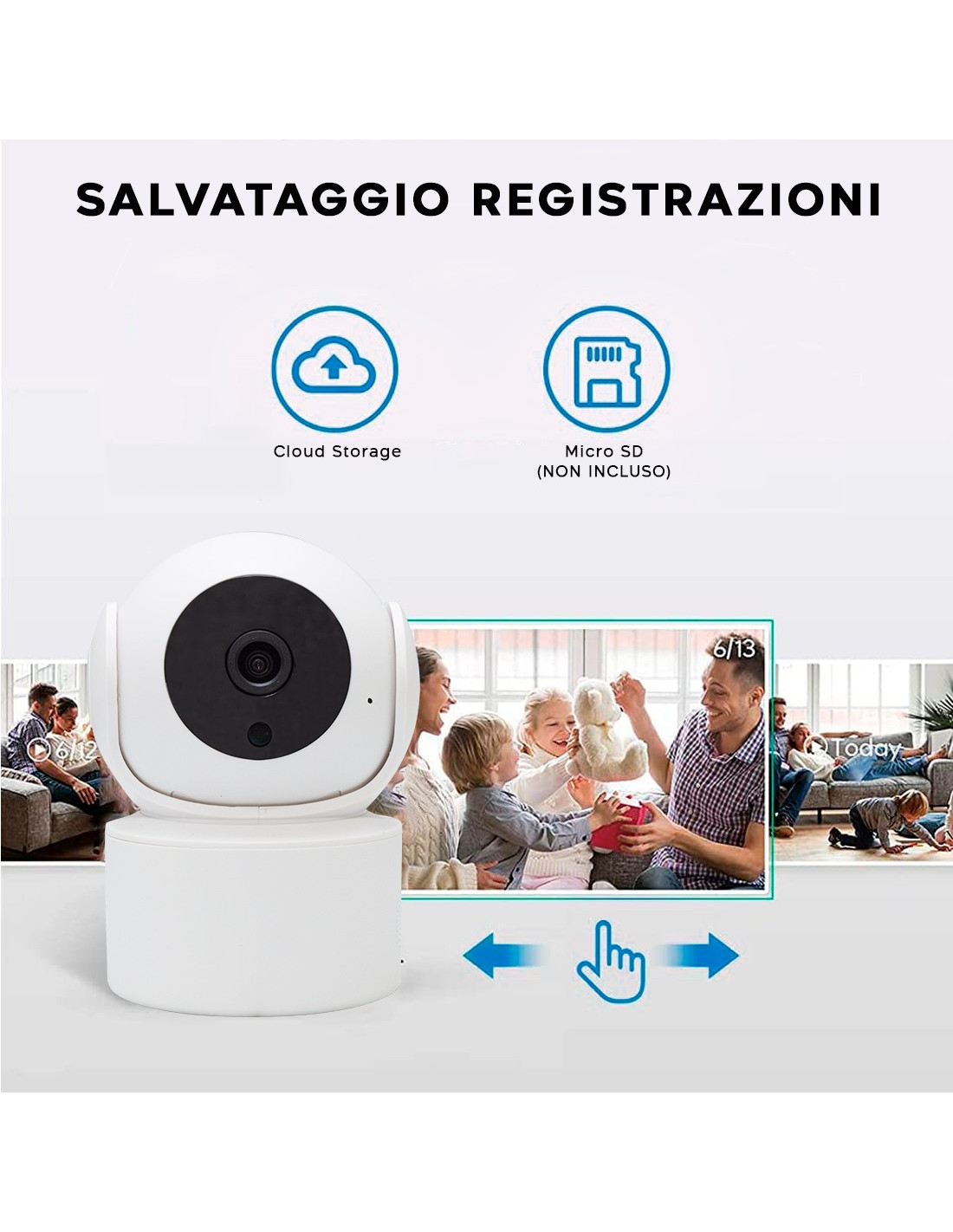 Telecamera WiFi Intelligente Bianca E Nera – Audio Bidirezionale, Archiviazione Cloud/TF, Controllo Da App