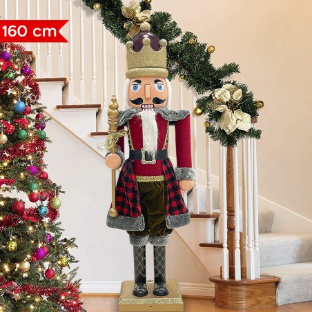 Soldato Schiaccianoci 392075 Rosso Scozzese 160H cm con Luci Suoni e Movimento