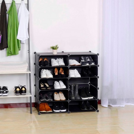 Scaffale Modulare Porta Scarpe 10 Scomparti Organizzatore Salvaspazio in PVC