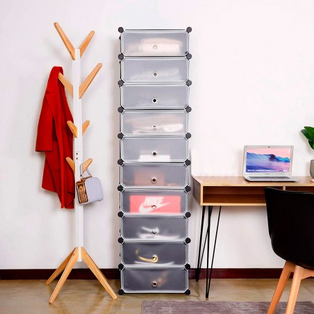 Scaffale Modulare Porta Scarpe 10 Scomparti Organizzatore Salvaspazio in PVC