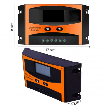 Regolatore di Carica Pannello Solare Fusibile 30A Monitoraggio PWM con Display