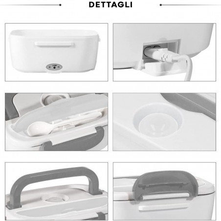 Scaldavivande Elettrico 820442 Portapranzo Portatile 40W Vano Posate e Scomparti
