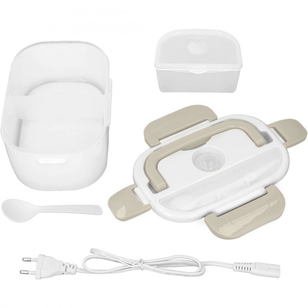 Scaldavivande Elettrico 820442 Portapranzo Portatile 40W Vano Posate e Scomparti Beige