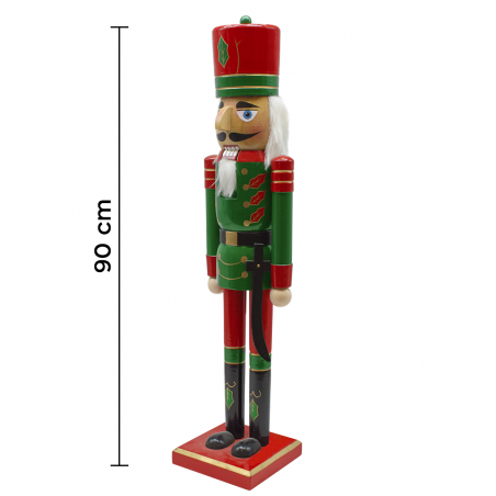 Soldatino Schiaccianoci 90H 433033 Decorazioni di Natale Rosso e Verde con Spada