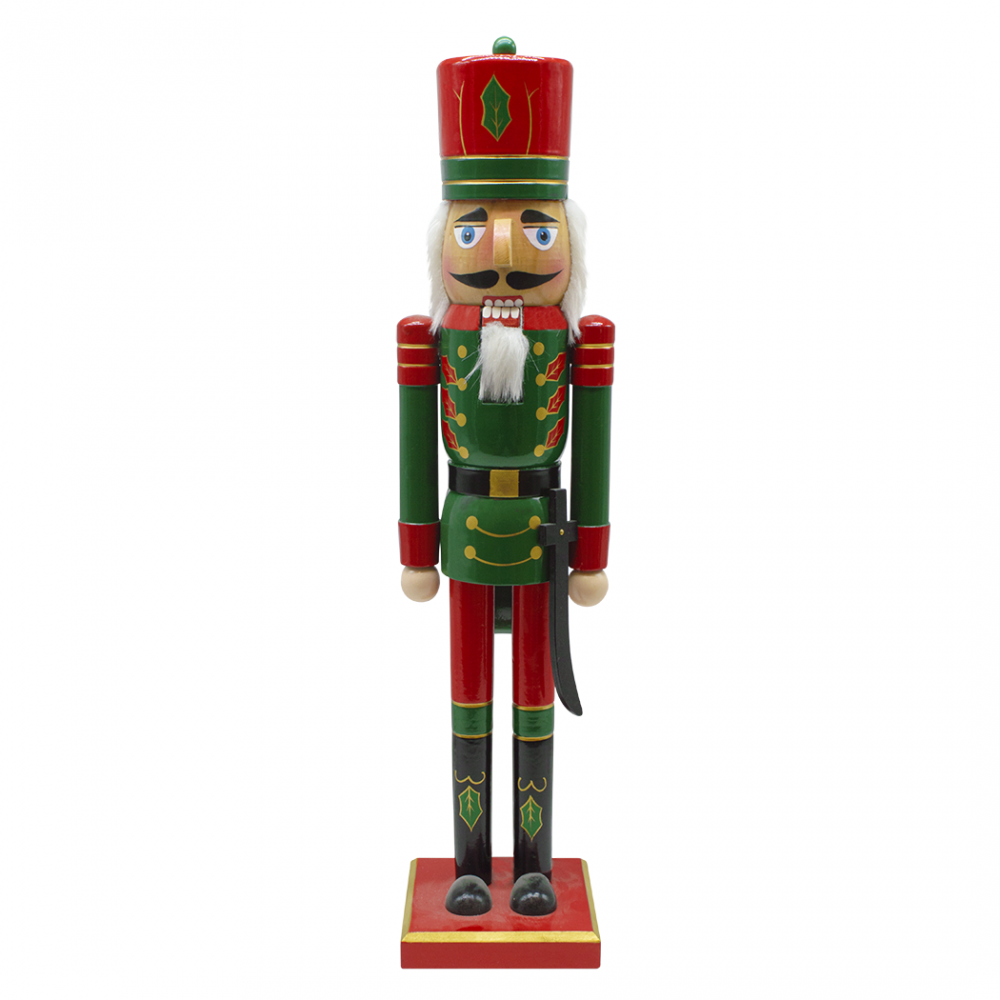 Soldatino Schiaccianoci 90H 433033 Decorazioni di Natale Rosso e Verde con Spada