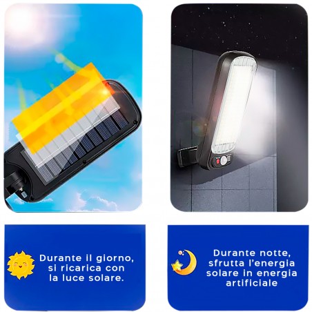 Lampione Stradale 100 LED GL-84069 Lampada Ricarica Energia Solare e Telecomando