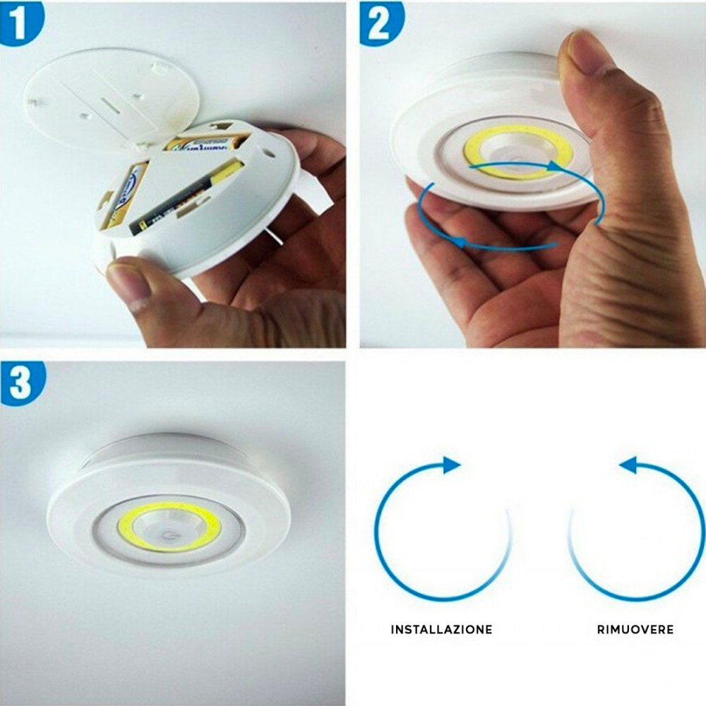 Set 3 Faretti LED Light Remote Control per...
