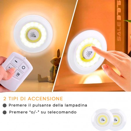 Set 3 Faretti LED Light Remote Control per Armadio a Batterie con Telecomando