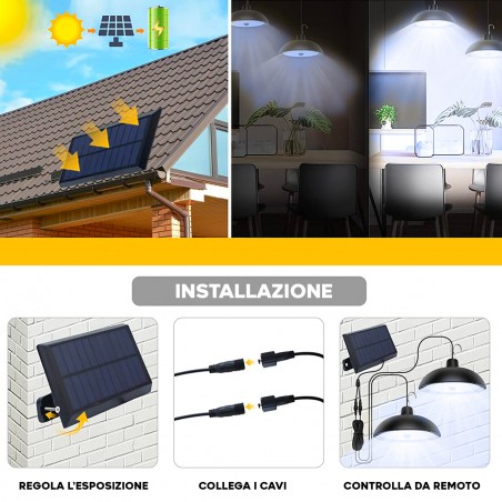 Lampade Solari a Sospensione con Pannello Solare Luci per Interni ed Esterni