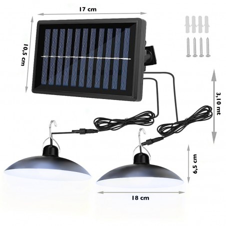 Lampade Solari a Sospensione con Pannello Solare Luci per Interni ed Esterni