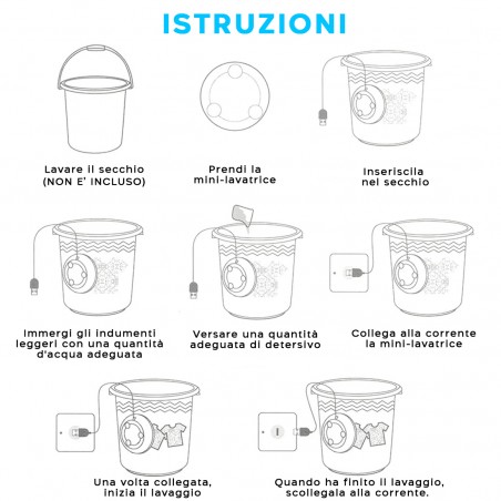 Mini Lavatrice Rondella Rotante Turbina Ultrasuoni 188322 Portatile da Viaggio