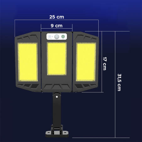 Faretto Solare 384 LED smd Sensore di Movimento Telecomando HS-V97 Fotovoltaico