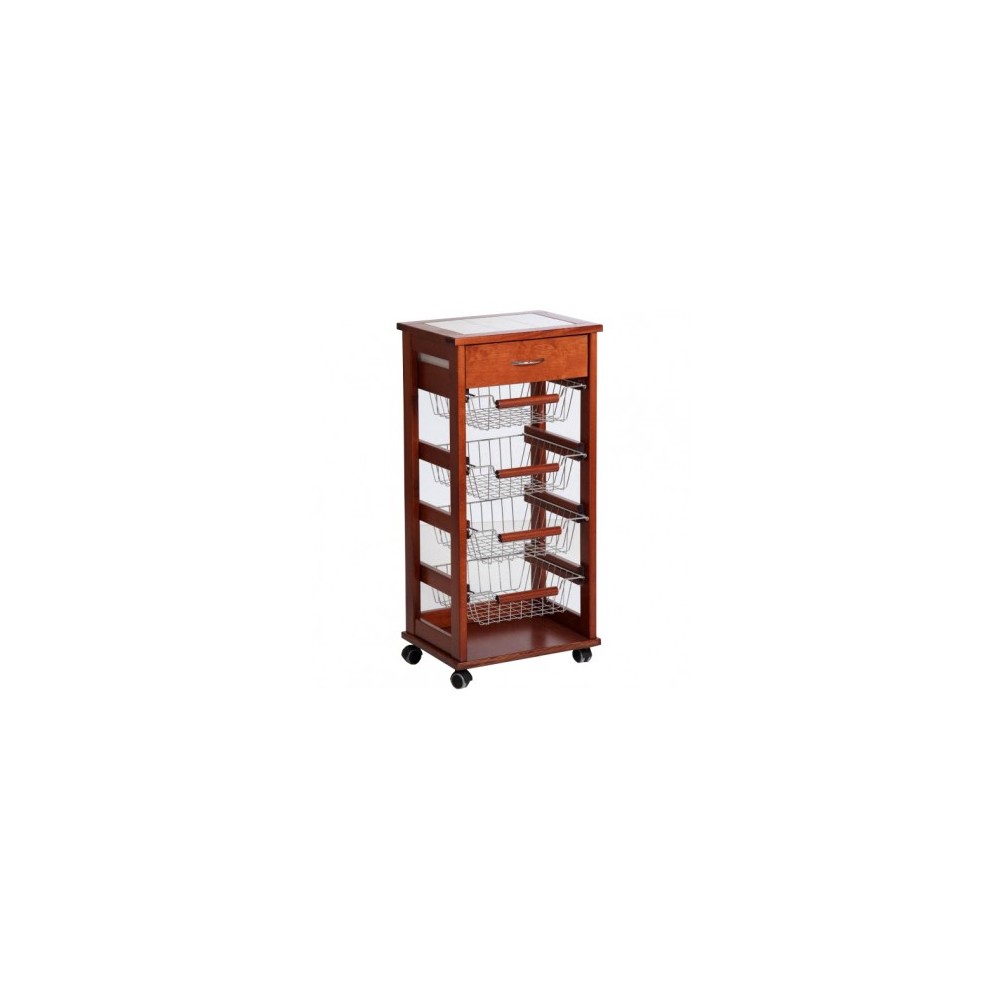 Carrello Vesuvio Noce 82x38x48 cm portafrutta da cucina in legno faggio MAS019