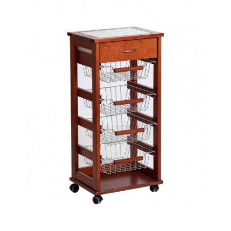 Carrello Vesuvio Noce 82x38x48 cm portafrutta da cucina in legno faggio MAS019