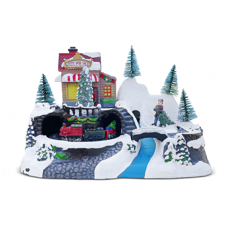 Villaggio Natalizio 243012 treno Natale con Luci Suoni e Movimento 24x16x17 cm