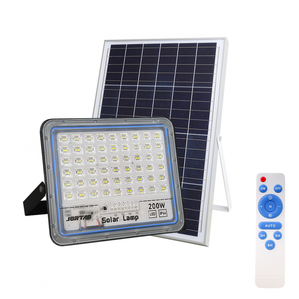 Faro LED Lampada Pannello Solare 200W 512071 Crepuscolare con Telecomando IP66