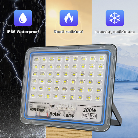 Faro LED Lampada Pannello Solare 200W 512071 Crepuscolare con Telecomando IP66