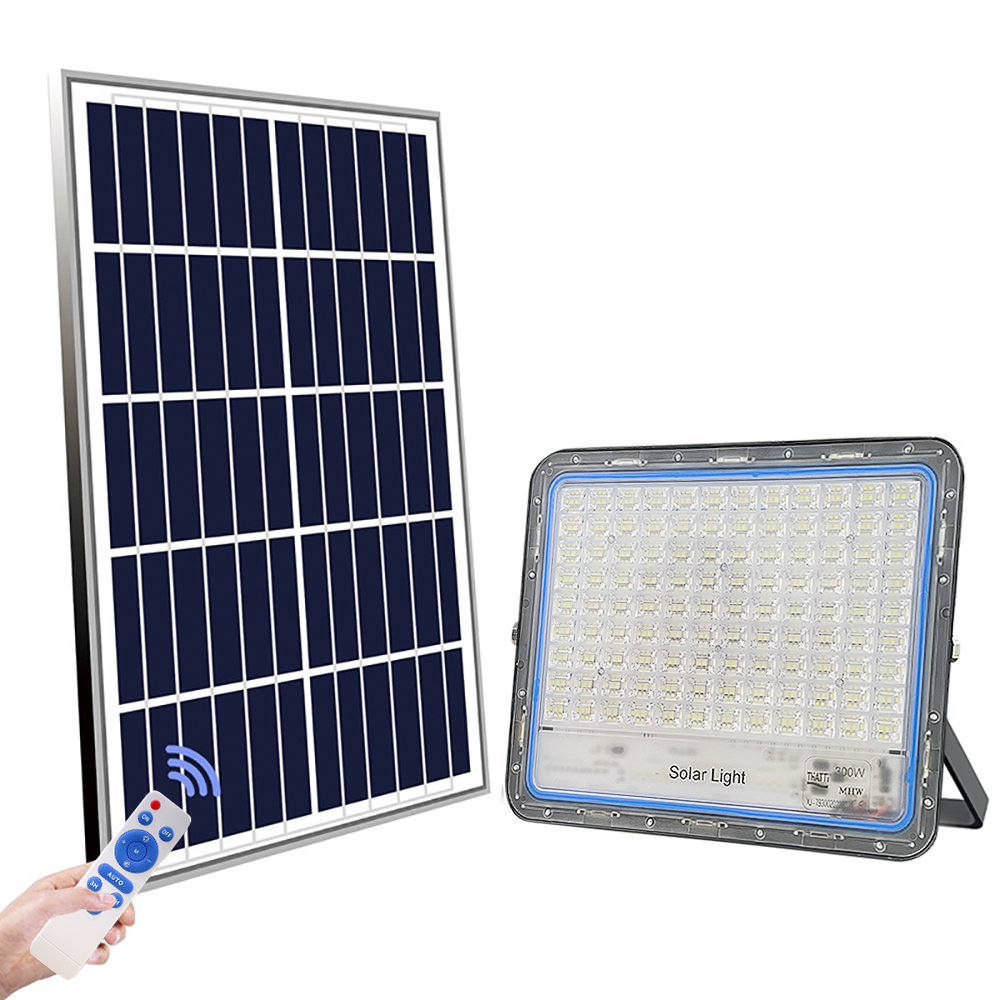 Faro LED Lampada Pannello Solare 300W 79300 Crepuscolare con Telecomando IP66