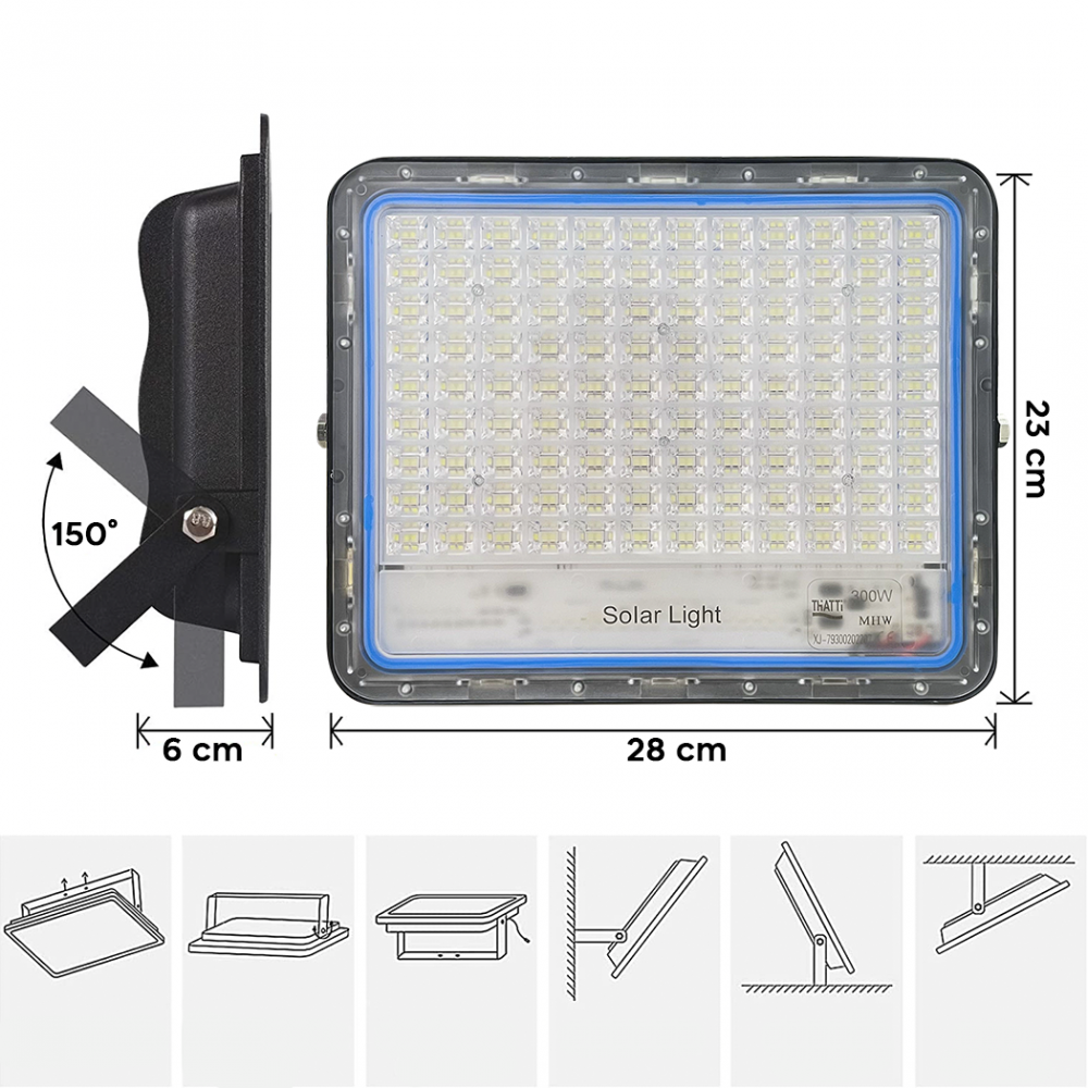 Faro LED Lampada Pannello Solare 300W 79300...
