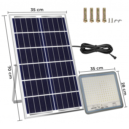 Faro LED Lampada Pannello Solare 800W 540074 Crepuscolare con Telecomando IP66