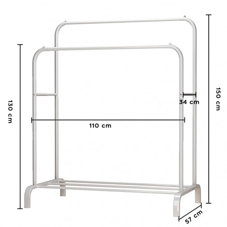Stand Appendiabiti Doppia Barra 210962 Multifunzione con Mensola Portaoggetti