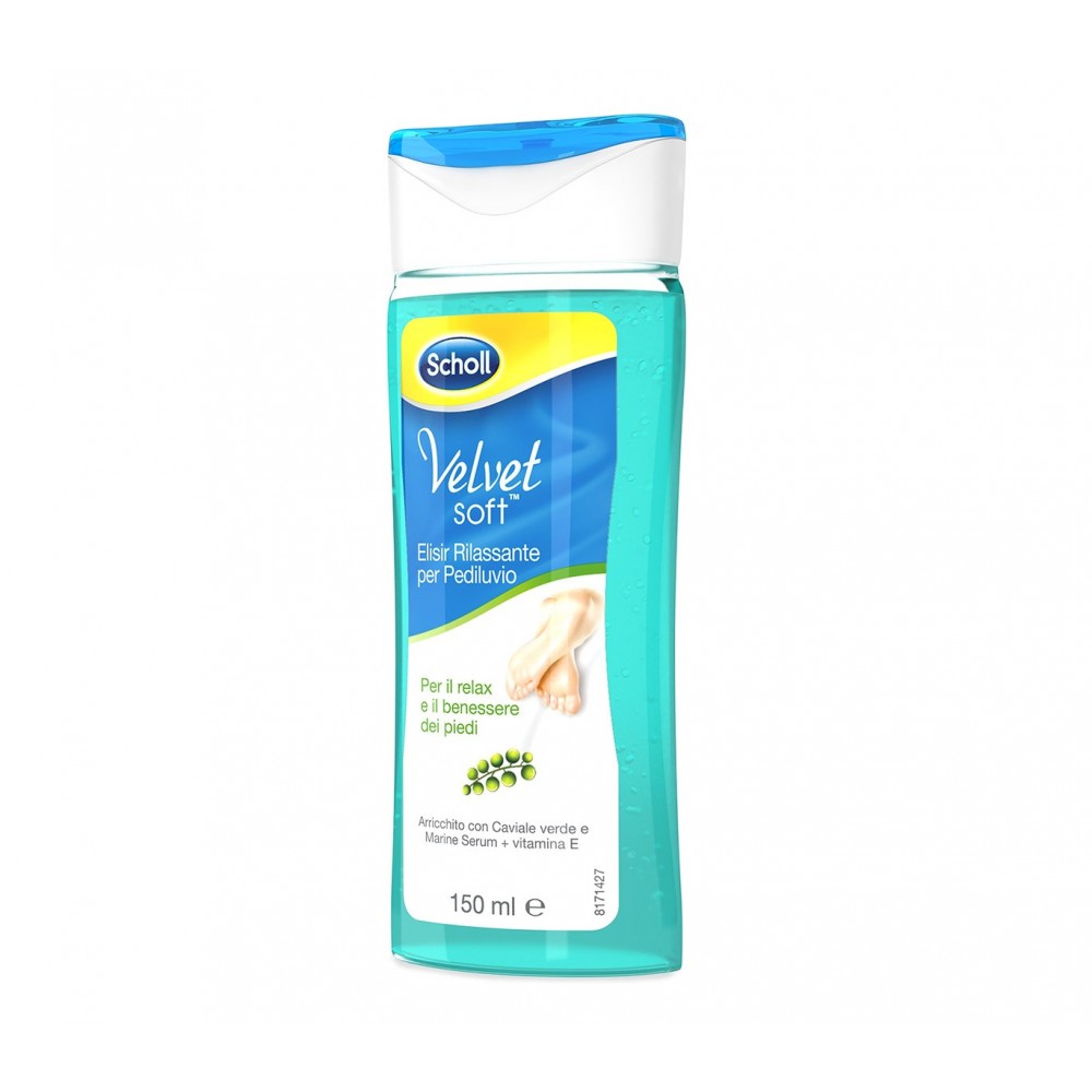 Dr. Scholl Velvet soft elisir rilassante per pediluvio piedi con caviale verde vitamina E e minerali marini