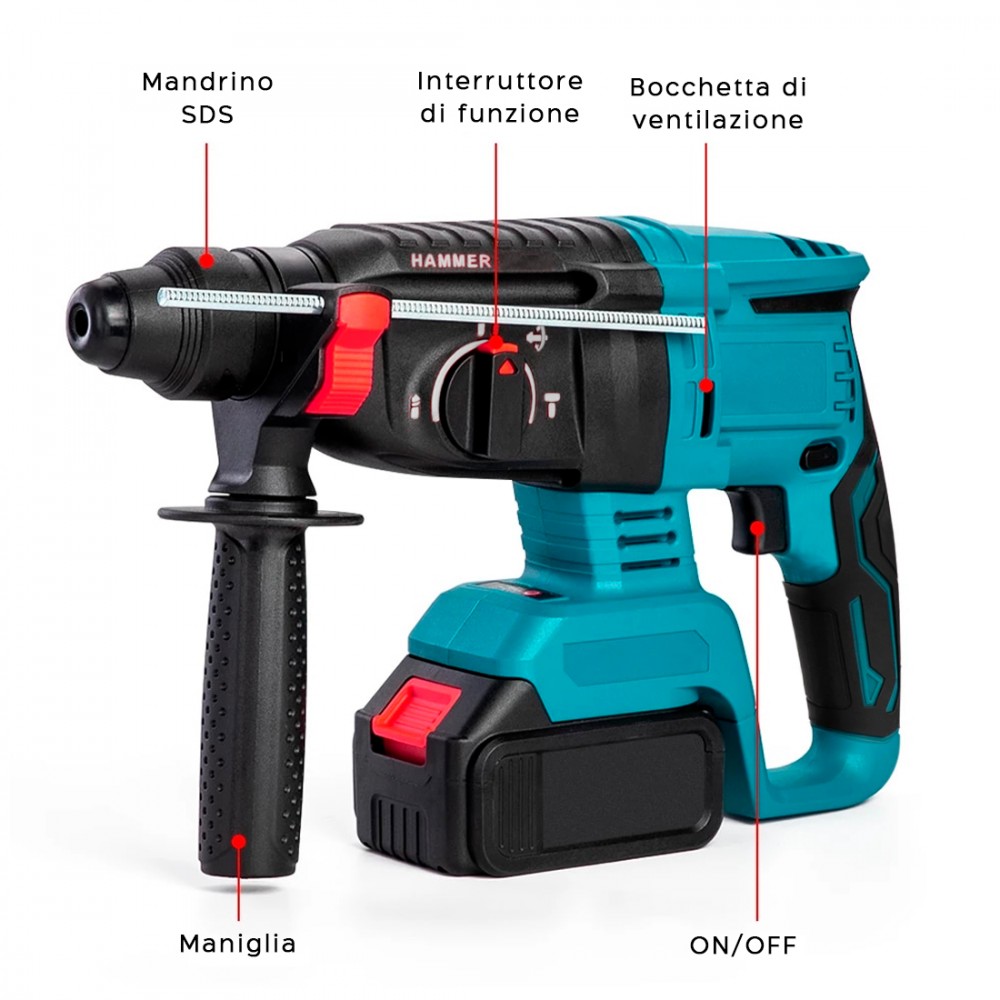 Trapano 2 Batterie ROYALWAVE Martello a...