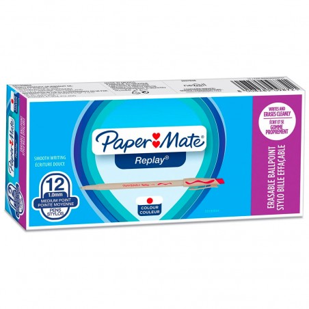 Penna a Sfera Rossa Paper Mate Replay Cancellabile Confezione 12 Pezzi Punta 1mm
