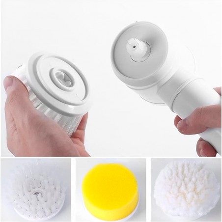 Spazzola Elettrica 5 in 1 Magic Brush  3 Testine Pulizia Cucina Bagno Piastrelle