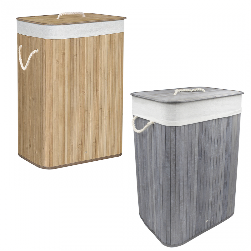 Cesto Portabiancheria Maliton 50x50x33cm - In Corda Di Cotone, Bianco-grigio, Multifunzione - Foto 4