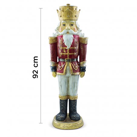 Soldato Schiaccianoci di Natale Rosso H92cm 436017 Poliresina con Minilucciole