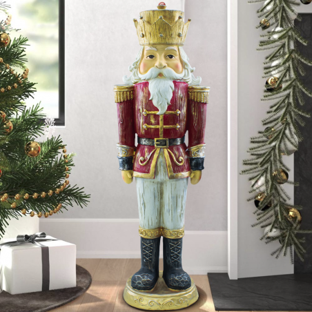 Soldato Schiaccianoci di Natale Rosso H92cm 436017 Poliresina con Minilucciole