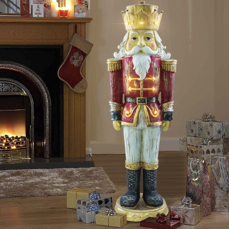 Soldato Schiaccianoci di Natale Rosso H92cm 436017 Poliresina con Minilucciole