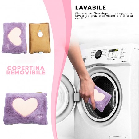Borsa Acqua Calda Elettrica 439005 Scaldamani Cuore Ricaricabile Tasca a Peluche