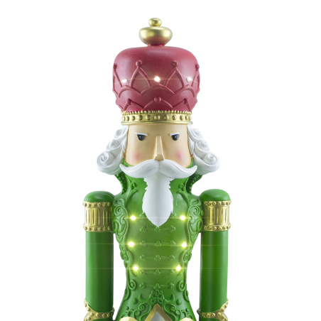 Soldato Schiaccianoci di Natale Verde H91cm 436020 Poliresina con Minilucciole
