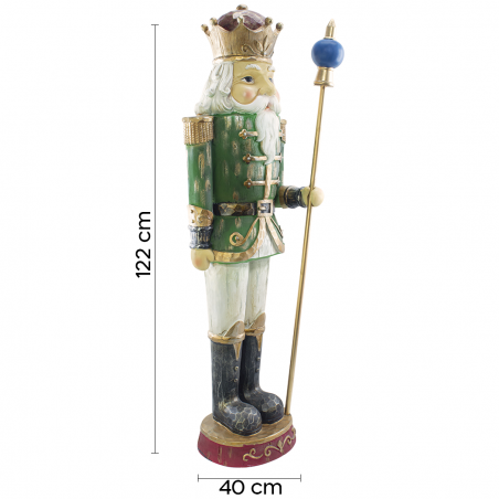 Soldato Schiaccianoci di Natale Verde H122cm 436018 Poliresina con Minilucciole
